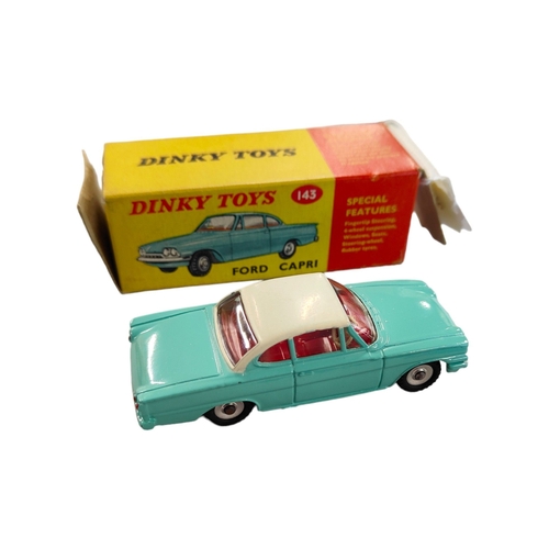 417 - BOXED DINKY MODEL 143, FORD CAPRI SALOON, TURQUOISE COLOUR