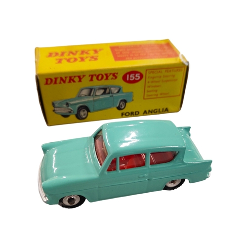 421 - BOXED DINKY MODEL 155, FORD ANGLIA SALOON, TURQUOISE COLOUR