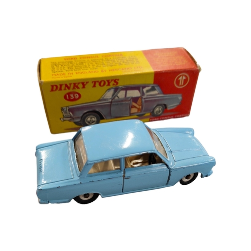 427 - BOXED DINKY MODEL 139, FORD CORTINA, MARK 1, BLUE COLOUR