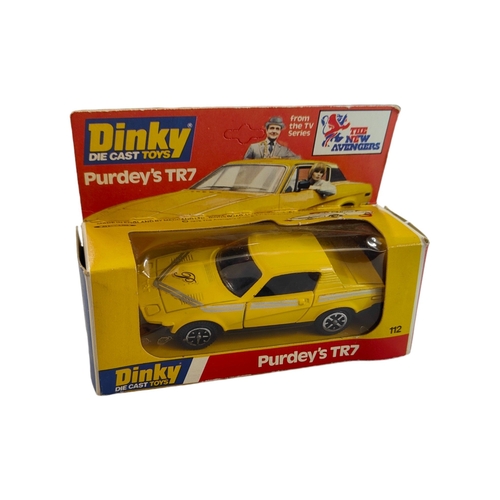 432 - BOXED DINKY MODEL 112, PURDYS TR7, YELLOW