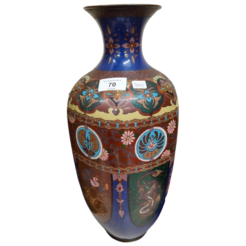 70 - LARGE ANTIQUE CLOISONNE VASE - AS FOUND