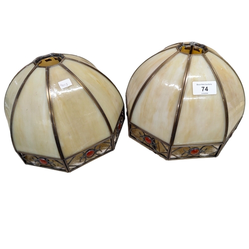 74 - 2 STAINED GLASS LIGHTSHADES