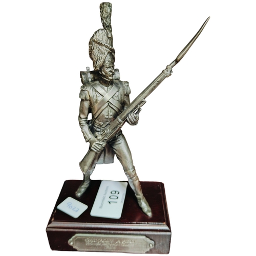 109 - NAPOLEONIC MILITARY PEWTER FIGURE - 15CM