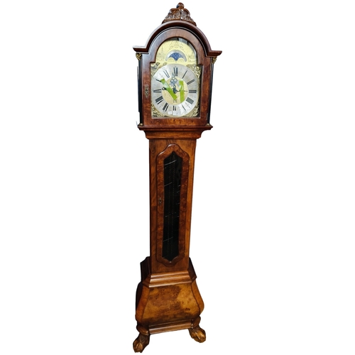 2 - MODERN LONG CASED CLOCK WITH BRASS DIAL