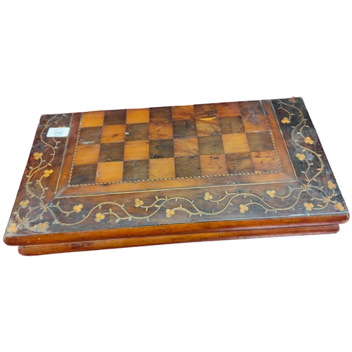 242 - ANTIQUE IRISH POKERWORK GAMES BOX