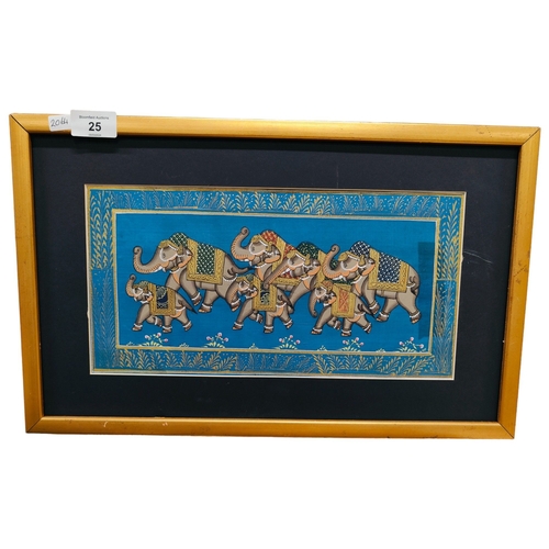 25 - SILK EMBROIDERY ELEPHANT PICTURE