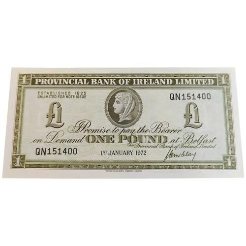 289 - PROVINCIAL BANK OF IRELAND £1 BANKNOTE 1ST JANUARY 1972 J.G.MCCLAY