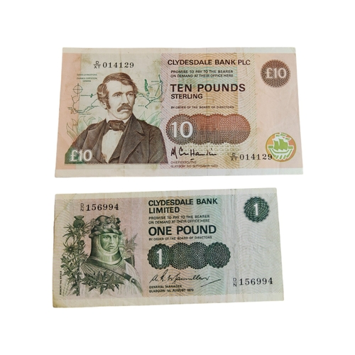 300 - 2 X CLYDESDALE BANK BANK NOTES - £1 AND £10