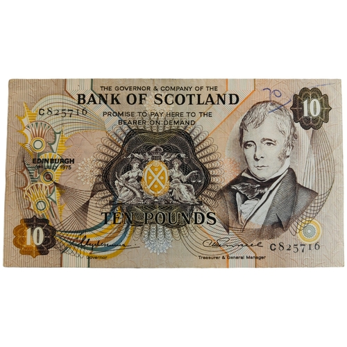 309 - BANK OF SCOTLAND £10 BANKNOTE 3RD JULY 1975 LORD CLYDESMUIR