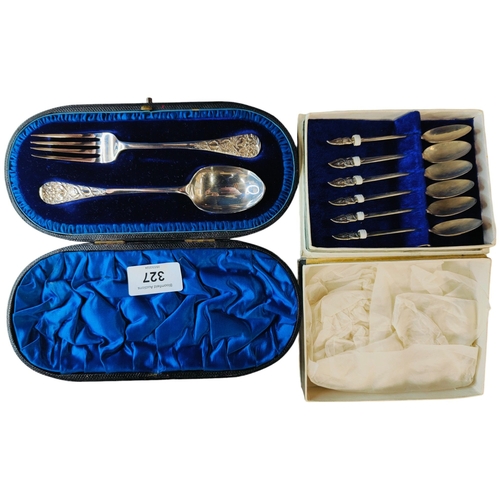 327 - 2 CASED SETS OF SILVER