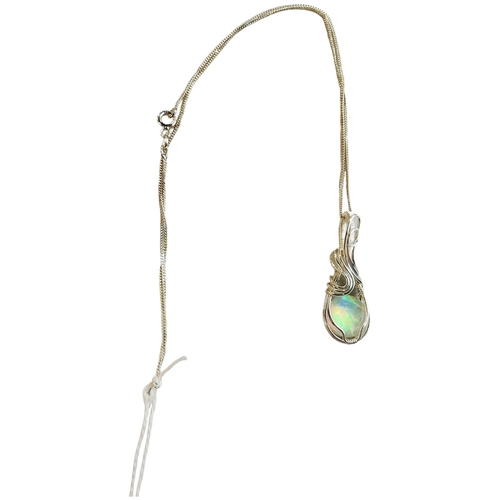 339 - SILVER & OPAL STYLE  NECKLACE