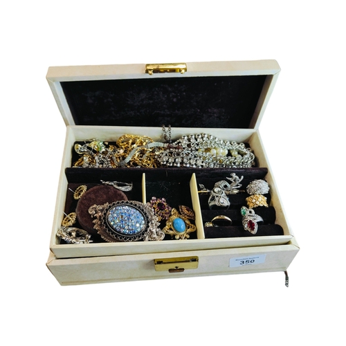 350 - LARGE JEWELLERY BOX WITH JEWELLERY