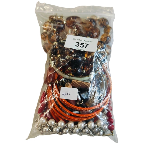 357 - BAG OF COSTUME JEWELLERY