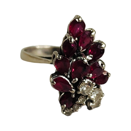 362 - GORGEOUS 18 CARAT WHITE GOLD RUBY AND DIAMOND RING