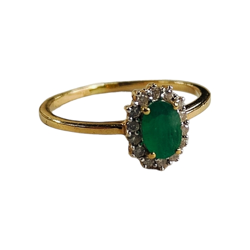 364 - GOLD EMERALD & DIAMOND RING