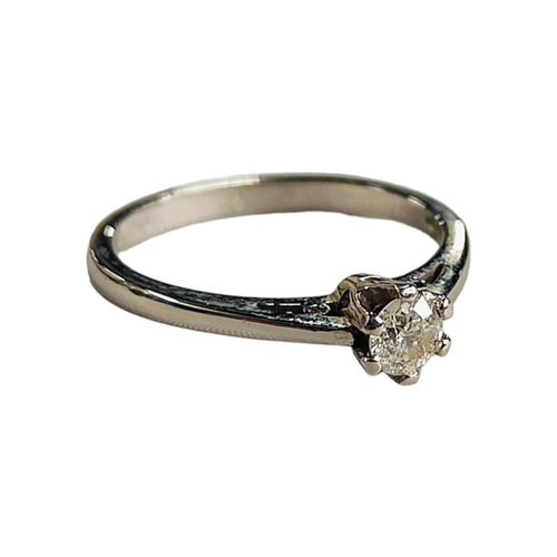 368 - 9 CARAT WHITE GOLD DIAMOND SOLITAIRE RING SIZE P AND 0.25 CARAT