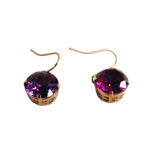 379 - BEAUTIFUL 9 CARAT GOLD AMETHYST EARRINGS