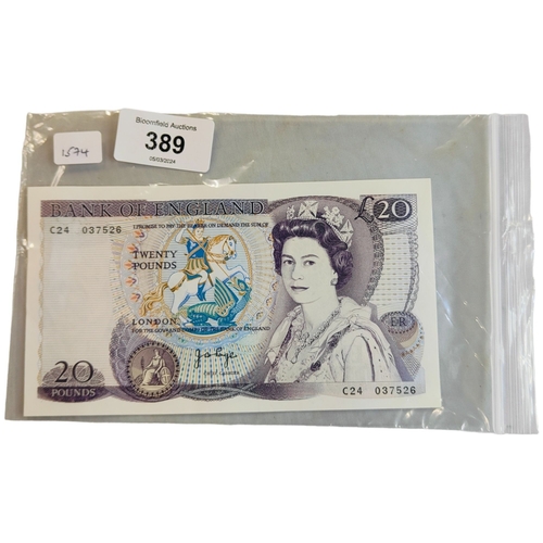 389 - BANK OF ENGLAND £20 BANKNOTE J.B.PAGE PREFIX C24