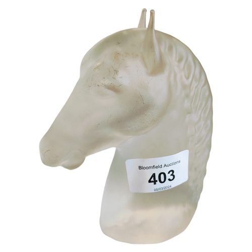 403 - LALIQUE STYLE GLASS HORSE HEAD