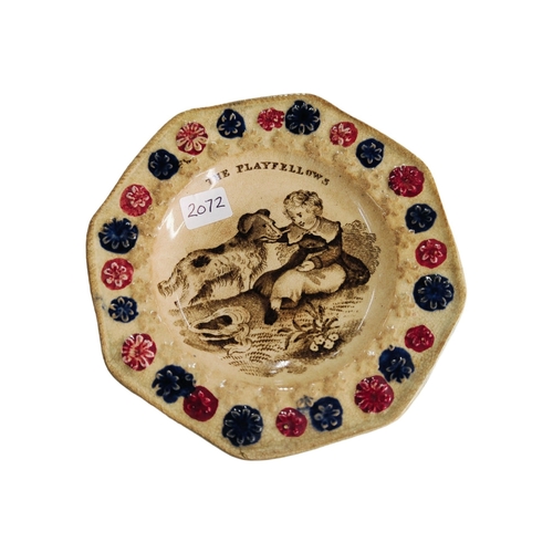 405 - ANTIQUE SPONGEWARE THE PLAYFELLOWS PLATE