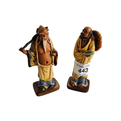 443 - PAIR OF CHINESE MUD MEN APPROXIMATELY 4