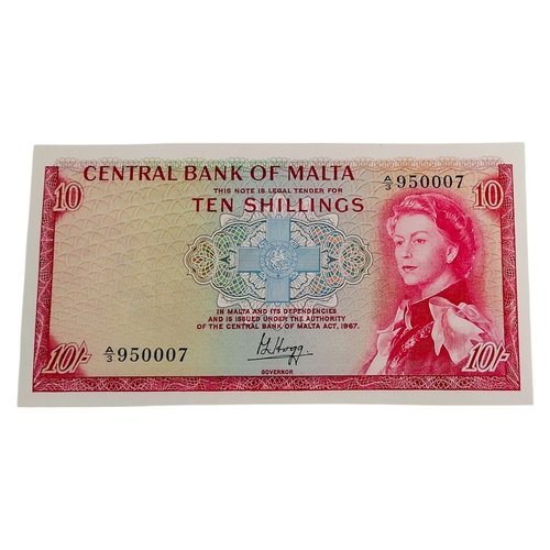 469 - CENTRAL BANK OF MALTA TEN SHILLINGS BANKNOTE