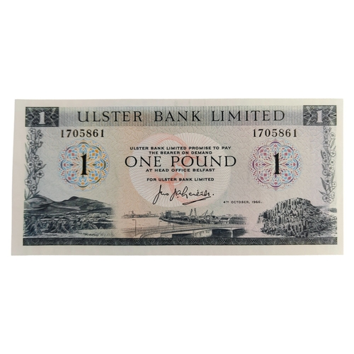 496 - ULSTER BANK £1 BANKNOTE 4TH OCTOBER 1966 J.J.A.LEITCH