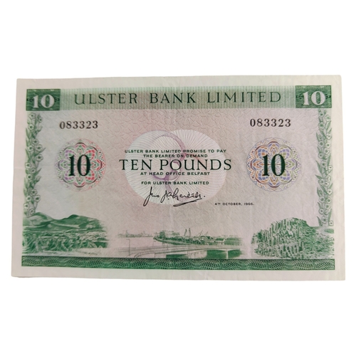 500 - ULSTER BANK £10 BANKNOTE 4TH OCTOBER 1966 J.J.A.LEITCH