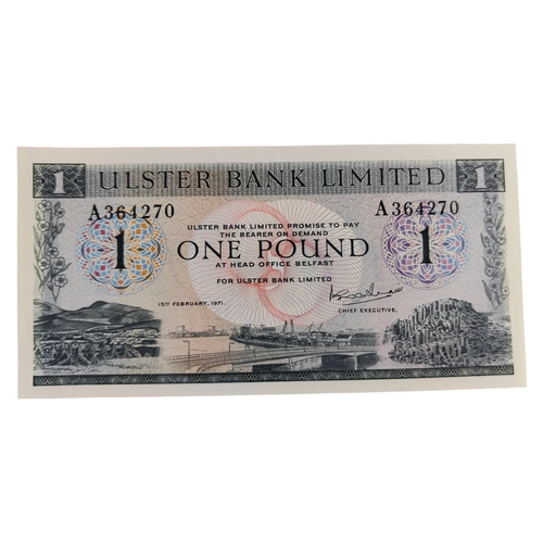 501 - ULSTER BANK £1 BANKNOTE 15TH FEBRUARY 1971 A.E.G.BRAIN