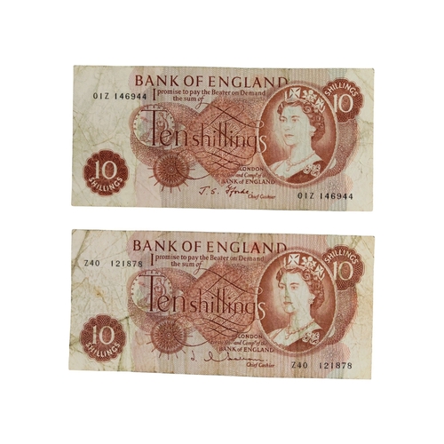 508 - 2 X BANK OF ENGLAND TEN SHILLING NOTES