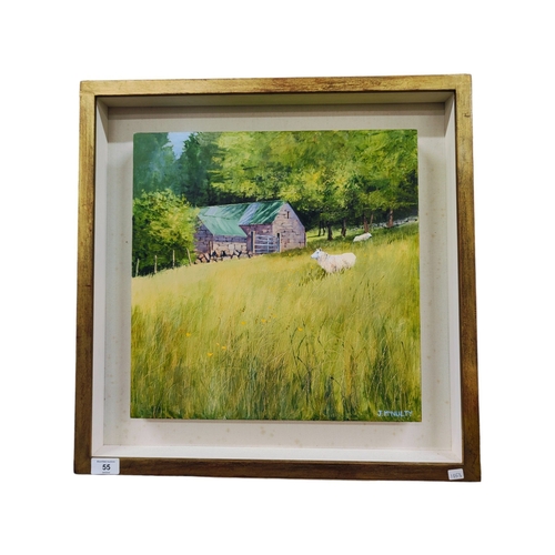 55 - J.MCNULTY - BOX CANVAS OIL - PASTURE 40CM X 40CM