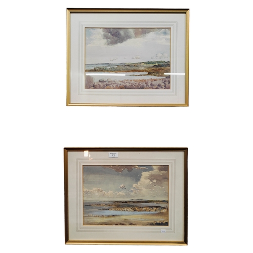 12 - PAIR OF ECHLIN NEILL WATERCOLOURS LOCAL SEASCAPES EACH 35 X 25CMS