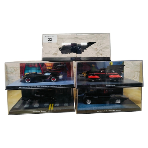 23 - 5 BOXED BATMAN VEHICLES/CARS