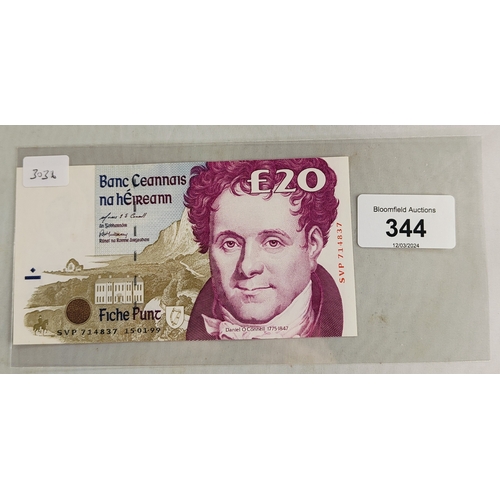 344 - CENTRAL BANK OF IRELAND £20 BANKNOTES (VF) 15.1.99