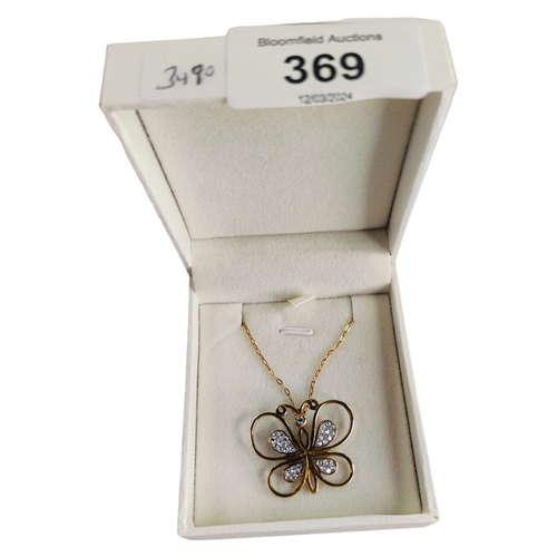 369 - SILVER GILT GEM SET BUTTERFLY NECKLACE (BOXED)