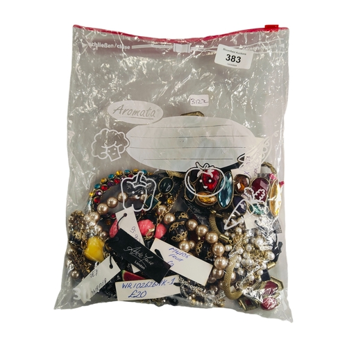 383 - BAG OF COSTUME JEWELLERY