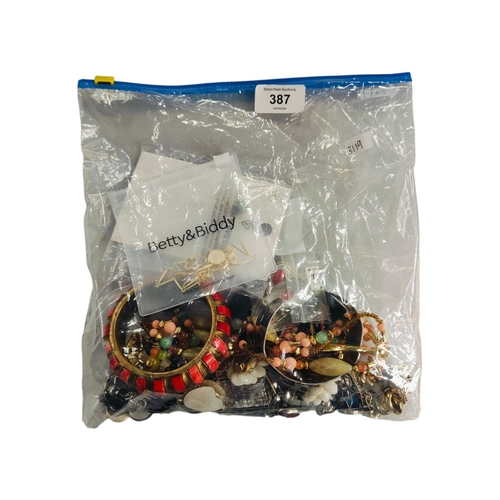 387 - BAG OF COSTUME JEWELLERY