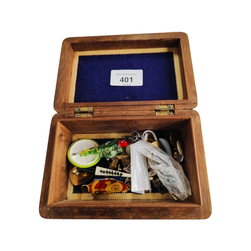 401 - BOX OF CUFF LINKS AND BADGES