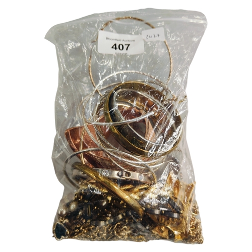 407 - BAG OF COSTUME JEWELLERY