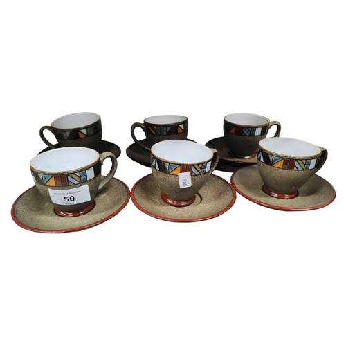 50 - DENBY MARRAKESH COFFEE CUPS AND SAUCERS