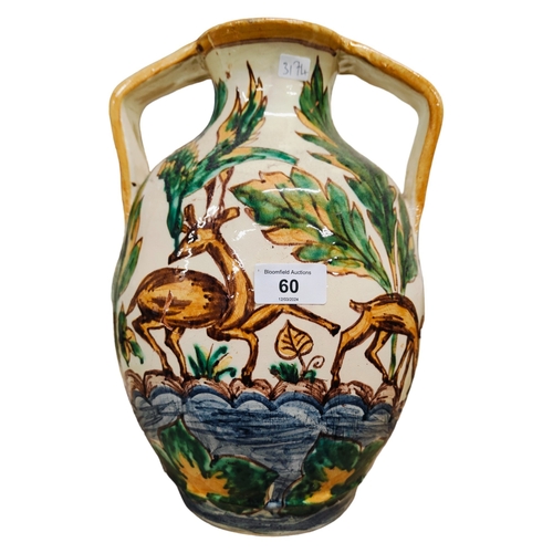 60 - MAJOLICA STYLE VASE