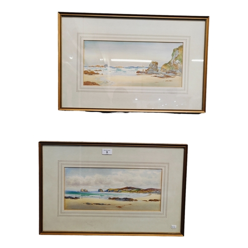 9 - PAIR OF CRESSWELL BOAK WATERCOLOURS DONEGAL 38 X 17CM