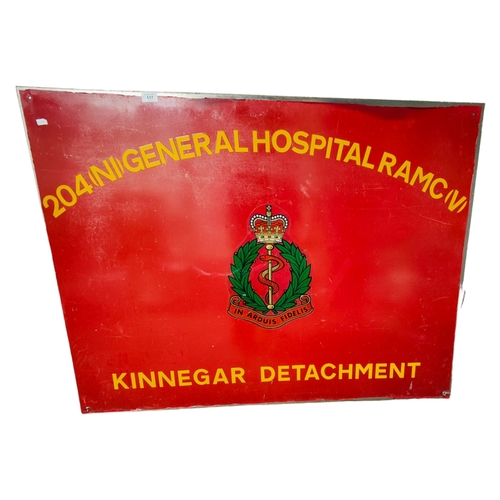 117 - LARGE MILITARY METAL SIGN