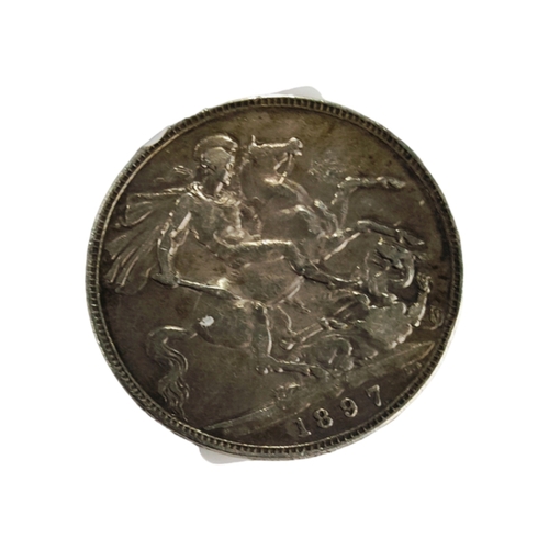 404 - VICTORIAN SILVER CROWN COIN 1897