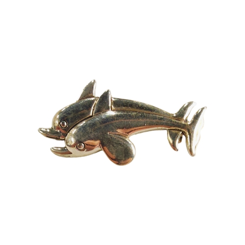 417 - SILVER DOLPHIN BROOCH - POSSIBLY BY JENSON DENMARK