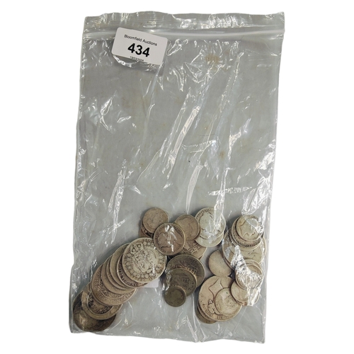 434 - BAG OF SILVER COINS