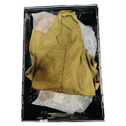 47 - BOX OF MILITARY ITEMS - TUNICS