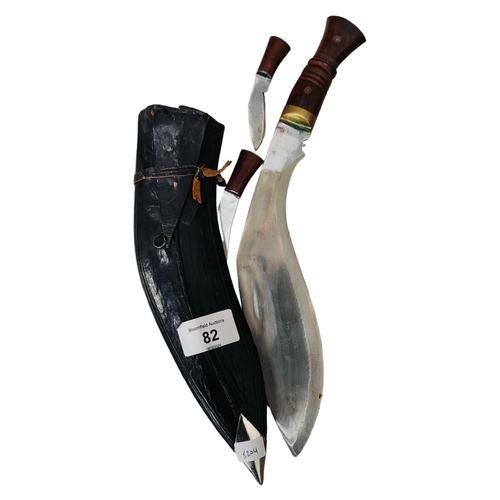 82 - KUKRI, SHEATH & 2 MINIATURE SHEATHS