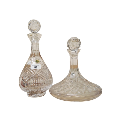 84 - 2 CUT GLASS DECANTERS