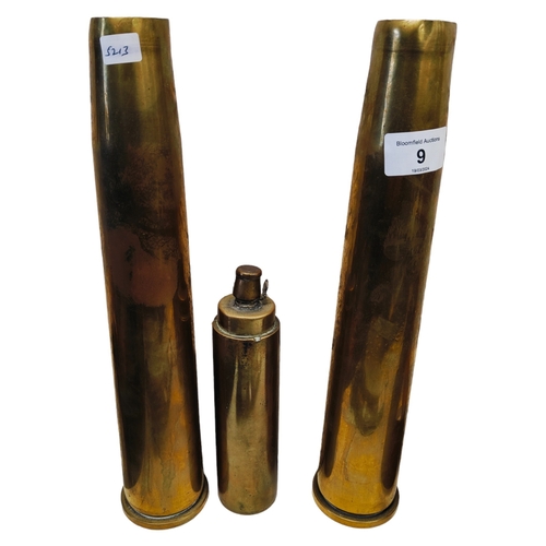 9 - 3 MILITARY BRASS SHELLS